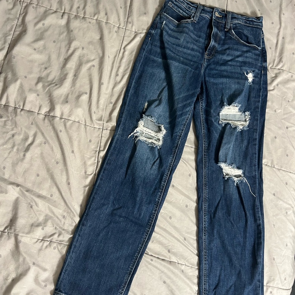 Blue Distressed The Dad Jean Jeans Relaxed Fit